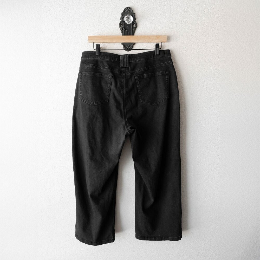 Jones New York Black Wide Leg Crop Pants Size 12 Lexington Fit High Rise Stretch - Picture 7 of 9